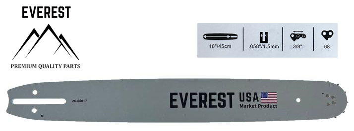 Motorsavssværd 18" sværdlængde – 3/8" kædedeling – 1,5 mm sporbredde – 68 drivled – til HUSQVARNA – 188SLHD009 – 5MM, 68DL